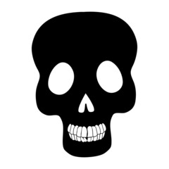 Vector simple human skull with crossbones, danger sign, isolated black object