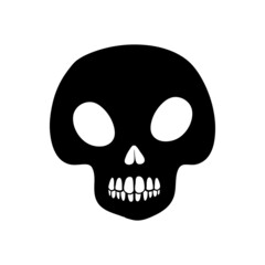 Vector simple human skull with crossbones, danger sign, isolated black object