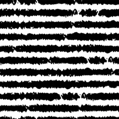 Obraz premium Black ink bold horizontal lines isolated on white background. Monochrome striped seamless pattern. Vector simple flat graphic hand drawn illustration. Texture.