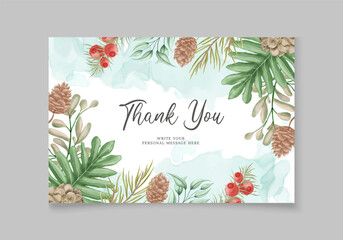 Floral watercolor christmas greeting card