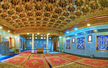 The unique interior of Manial Palace Mosque, Cairo, Egypt