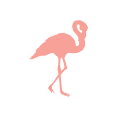 Vector image of a silhouette of a flamingo bird standing on one leg