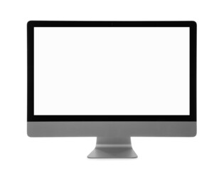 Modern computer with blank screen isolated on white