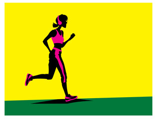 Fototapeta na wymiar Jogging. Silhouette of a running girl. Vector image for prints, poster and illustrations.