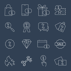 Discount icons set. Discount pack symbol vector elements for infographic web