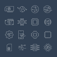 Electronic icons set. Electronic pack symbol vector elements for infographic web