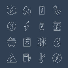 Energy icons set. Energy pack symbol vector elements for infographic web