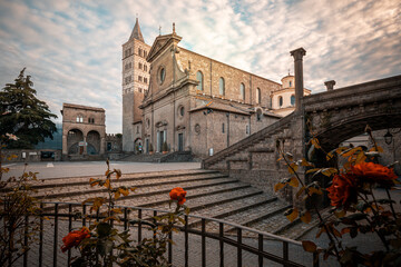 Pope Palace and Cathedral complex in the medieval town of Viterbo - obrazy, fototapety, plakaty