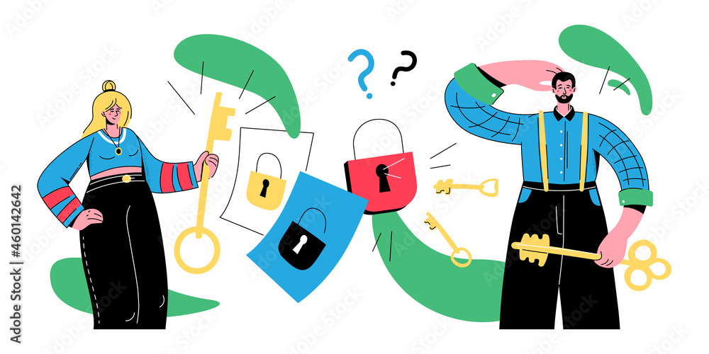 Poster finding a solution - colorful flat design style banner