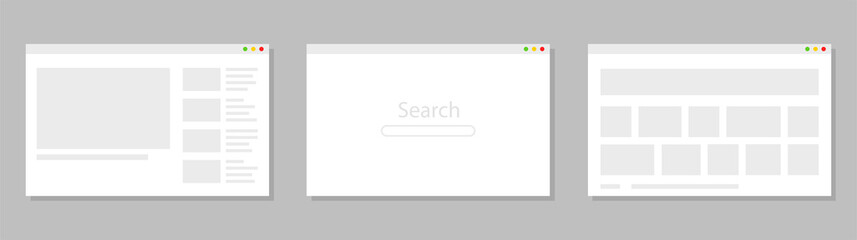 Window website, browser, video template vector