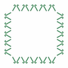 Obraz premium Square frame with green christmas candies on white background. Vector image.