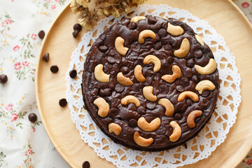Close​ up​ chocolate​ cake.