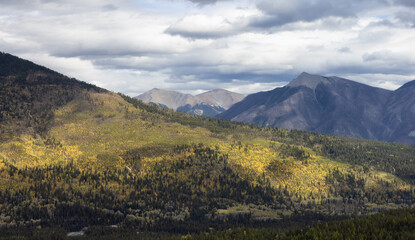 Canadian Rocky Mountain Landscape. Cloudy Fall Day. Kootenay National Park, British Columbia, Canada.