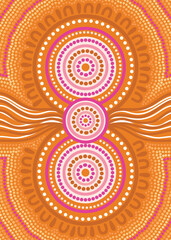 Yellow Aboriginal Dot Design - Vector