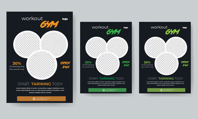 Creative abstract fitness and gym flyer template with vector & illustration in 2 Colorful Accents design
