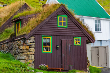 Fototapeta na wymiar Faroe Islands-Kunoy-Village of Kunoy