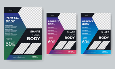 GYM / Fitness Flyer template with grunge shapes with vector & illustration in 2  Colorful Accents design template