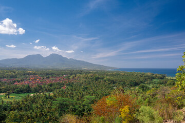 View on Mount Lempuyang on Bali island near Agun volcano, Indonesia