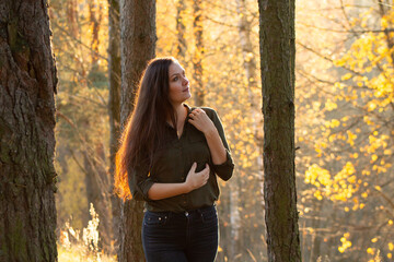 portrait of a girl in the autumn forest