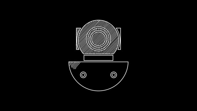 White line Aqualung icon isolated on black background. Diving helmet. Diving underwater equipment. 4K Video motion graphic animation