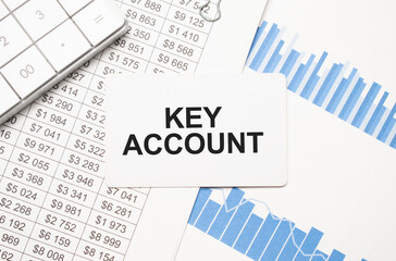 calculator,reports and card with text KEY ACCOUNT