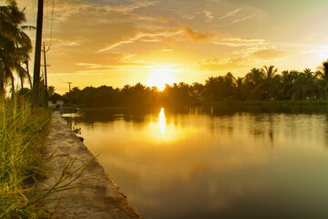 Sunset from lake banks