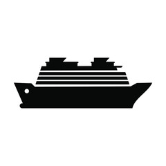 Obraz premium Ship icon illustration vector color black. Editable color. Black silhouette. Suitable for logos, icons, etc