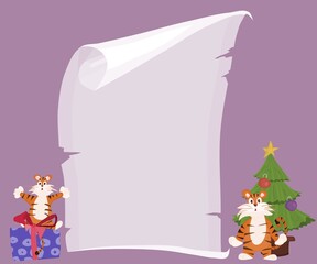 template for text tigers and new year. flat style