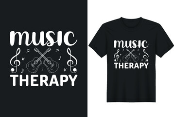 Music Teacher Vector lettering poster on black background. Vector t shirt design poster- Music Therapy T-Shirt Design