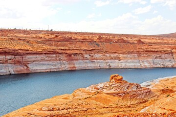 Unique Rock Formation On Shoreline Of Arizona Waterway
