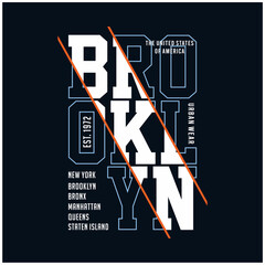 Brooklyn typography graphic for t-shirt print  vector