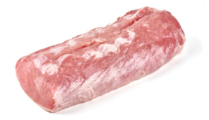 Raw pork loin, isolated on white background.