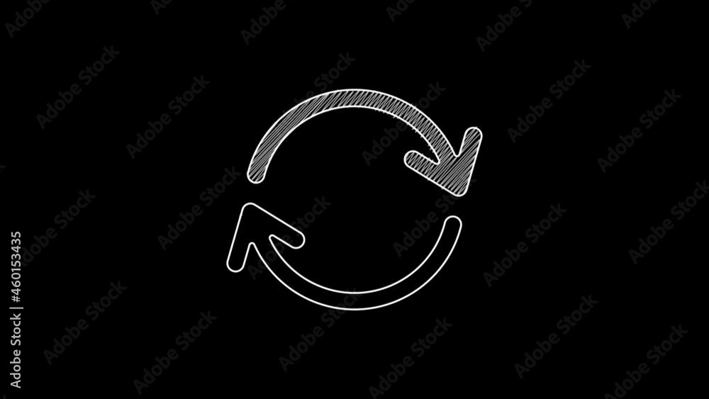 Aufkleber white line refresh icon isolated on black background. reload symbol. rotation arrows in a circle sig
