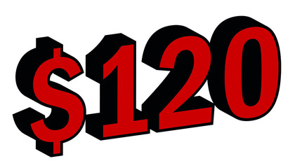 Save 120 Dollar - $120 3D red Price Symbol Offer