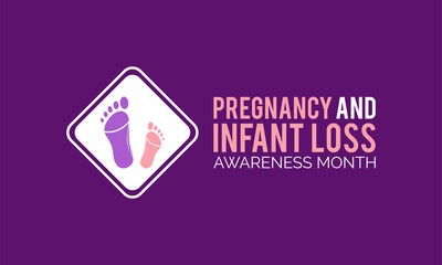 Pregnancy and infant loss awareness month occurs every october banner template design with white background.