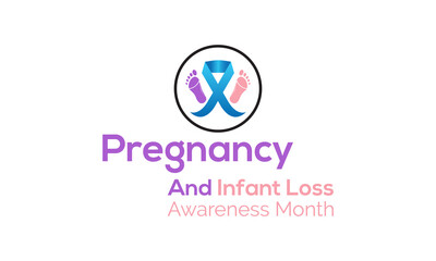 Fototapeta premium Pregnancy and infant loss awareness month occurs every october banner template design with white background.