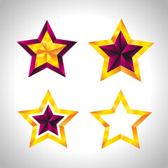 Obraz premium Shiny Gold Star. Christmas Illustration for design on white background