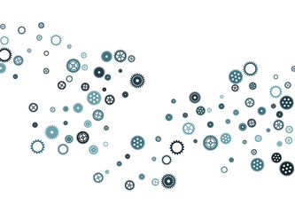 Gears icon vector set, cogwheel pictogram collection. Mechanical industry elements, motor or clock circle parts with cogs. Mechanical cogwheel metallic gears. Flat icons isolated. Motion symbols.