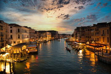Fototapeta na wymiar Venice Grand canal by night or just after sunset