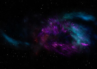 Star field in space and a nebulae. 3D rendering