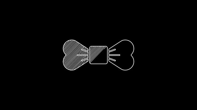 White line Bow tie icon isolated on black background. 4K Video motion graphic animation