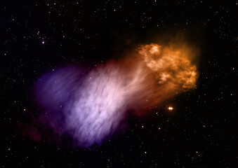 Being shone nebula and star field. 3D rendering