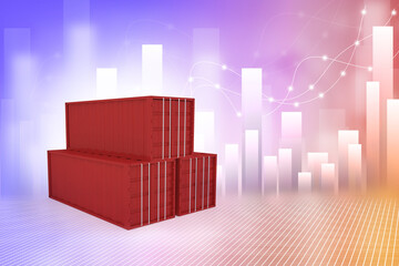 3d illustration container logistics business concept
