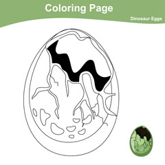 Coloring Page Dinosaurs Egg Edition. Dinosaurs Egg Color Book. Dinosaurs worksheet page. Educational printable colouring worksheet. Fun activity for kids. Vector illustration.
