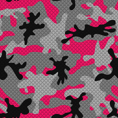 Pink camouflage, abstraction vector texture, round spots on a seamless background