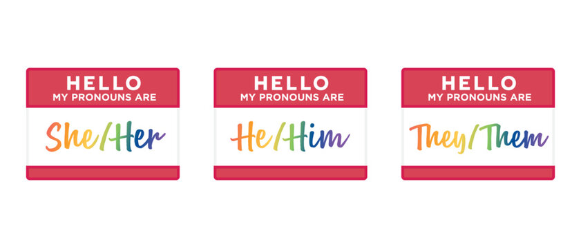 Gender Pronouns, Gender Name Tags, Gender Identity, Name Badges, Gender Badges, Labels, Vector Illustration Background