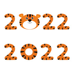 2022 New Year s Greeting Symbol With Cartoonish Tiger Head