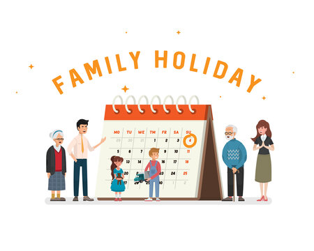 Family holiday. A poster depicting a large family. Family celebration.