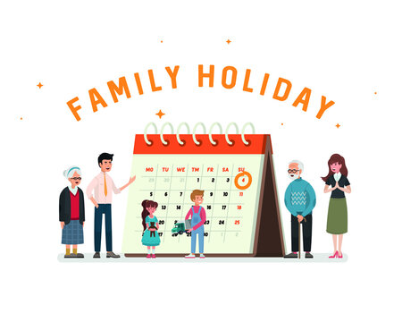 Family holiday. A poster depicting a large family. Family celebration.