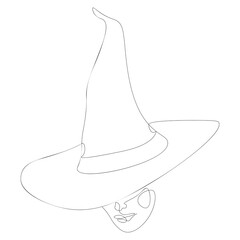 Witch hat and face line art
